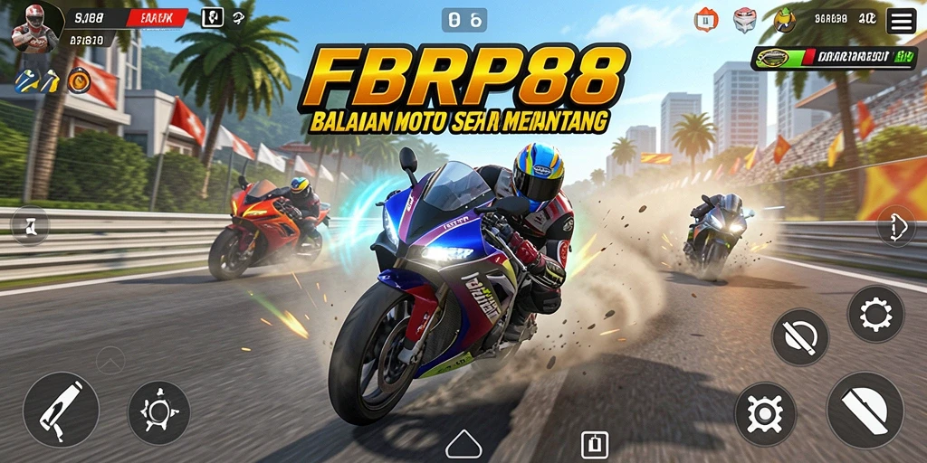 Gameplay seru FBRP88 dengan aksi balap motor yang mendebarkan.