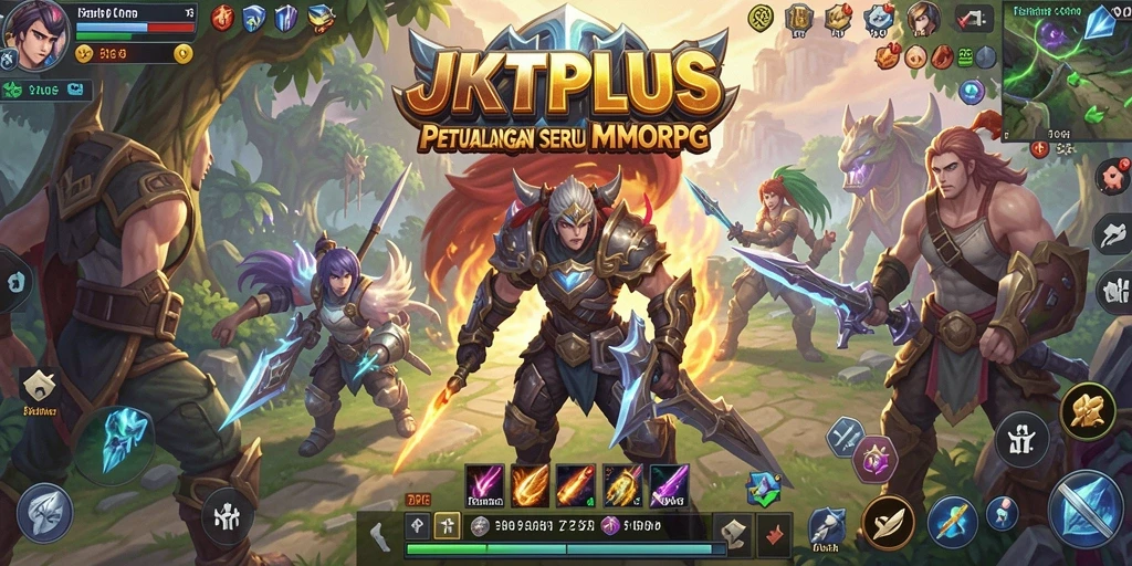 Screenshot gameplay seru JKTPLUS saat pertarungan melawan monster.