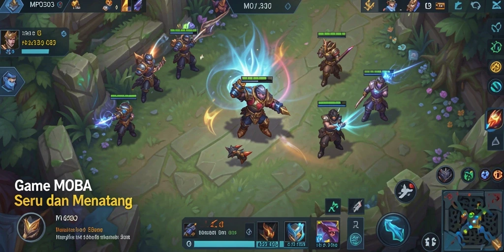 Screenshot gameplay MPO303 yang menampilkan aksi seru dalam pertarungan MOBA.