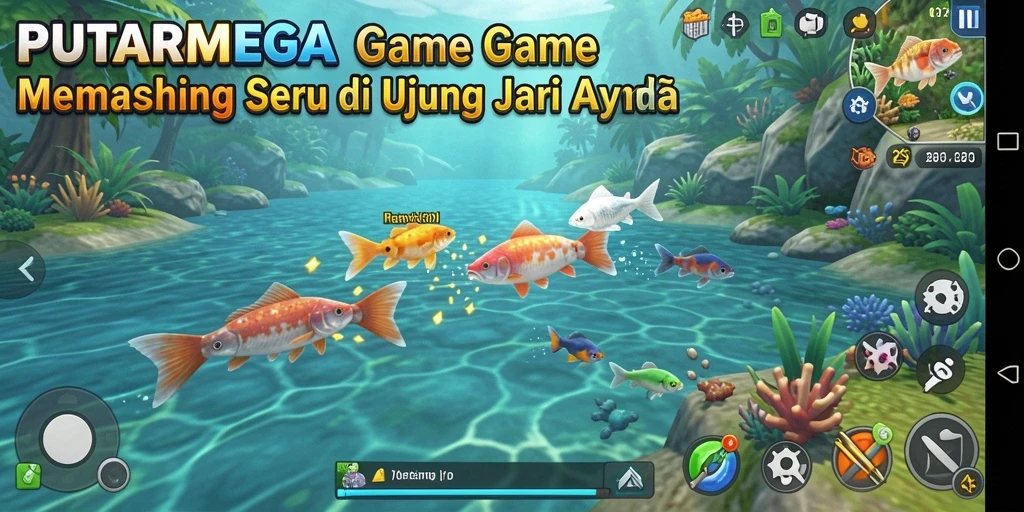 Gameplay seru PUTARMEGA dengan pengalaman memancing yang memukau.
