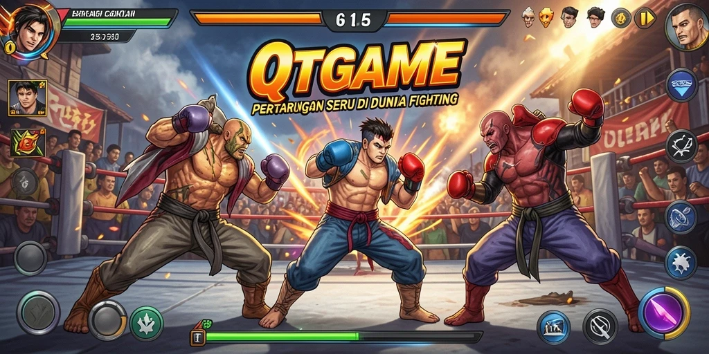 Tampilan gameplay seru dengan pertarungan yang mendebarkan di QTGAME.